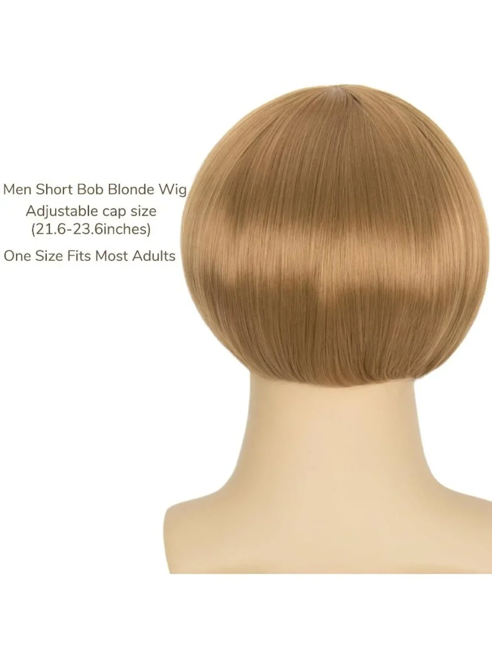 Men's Blonde Retro Bowl Cut Straight Synthetic Mushroom Hairpiece Bangs Wig